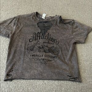 Affliction Brown Washed Motorcycle Graphic Tee